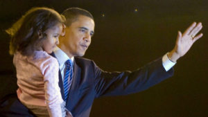 Sasha Obama with her father