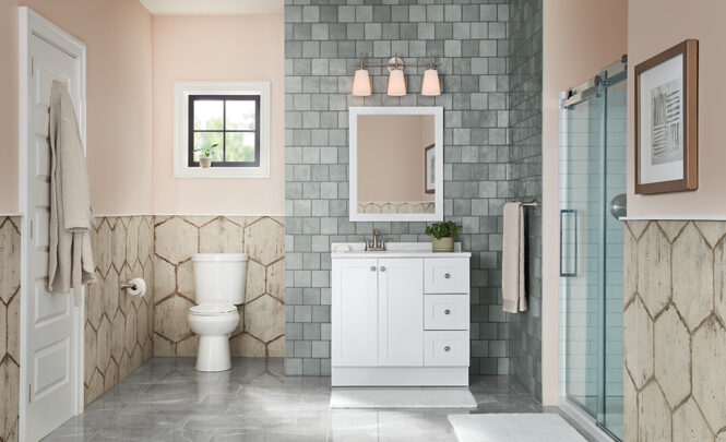 Bathrooms are area where mixing wall tiles